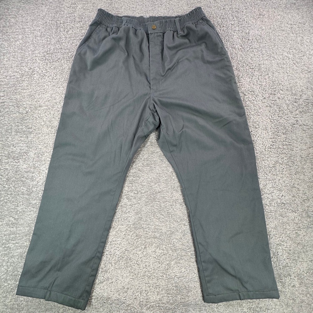 Haband Ice House Flannels Mens 36 L Gray Flannel Lined Elastic Waist Pants 072